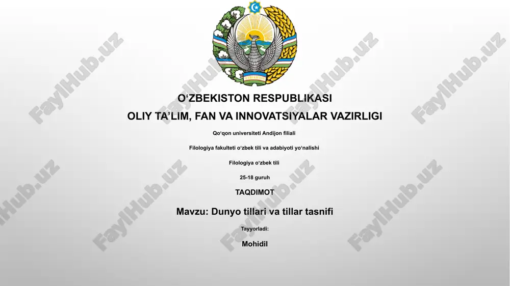dunyo tillari va tillar tasnifi — PPTX
