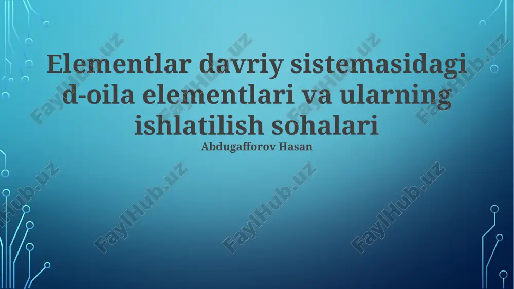 d-blok elementlar — PPTX