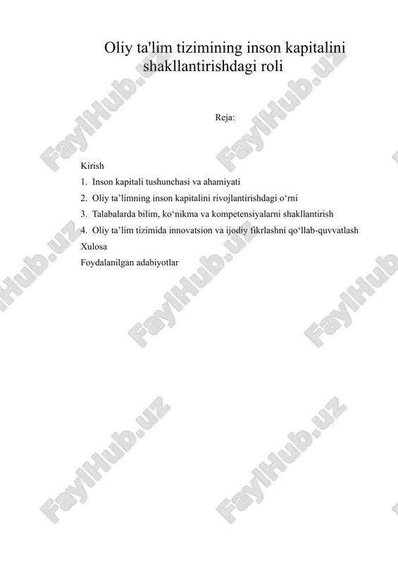 inson kapitali rivojlantirish — DOCX