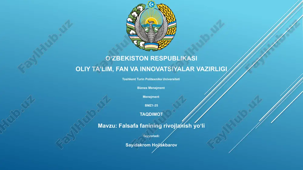 falsafa fanining rivojlanish yoʻli — PPTX