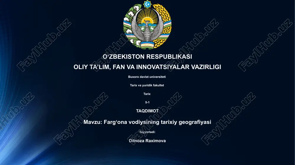 fargʻona vodiysining tarixiy geografiyasi — PPTX