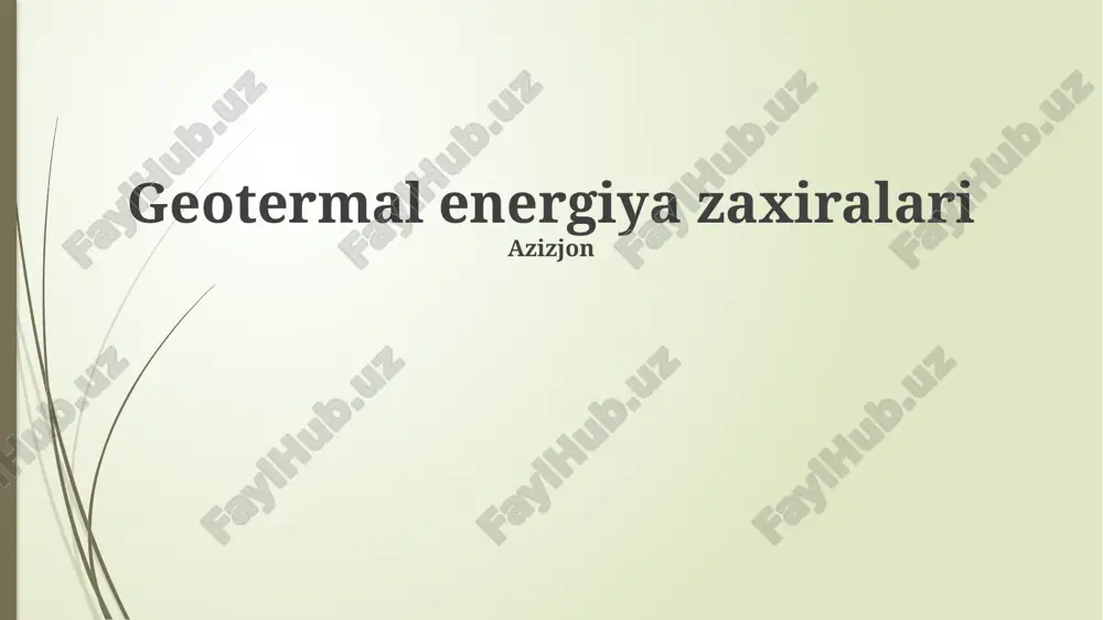 geotermal energiya zaxiralari — PPTX
