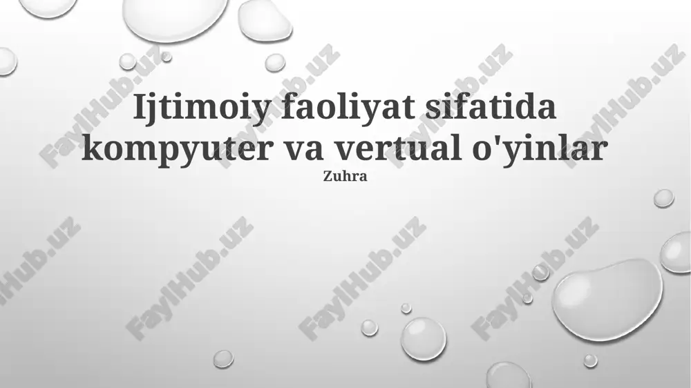 kompyuter va virtual o'yinlar — PPTX