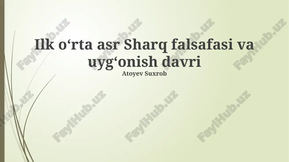 ilk oʻrta asr sharq falsafasi va uygʻonish davri — PPTX