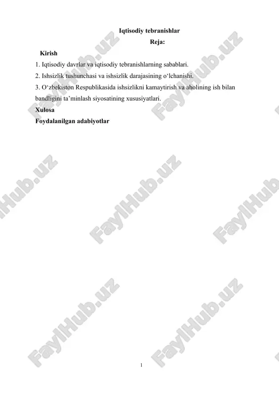 iqtisodiy tebranishlar — DOCX