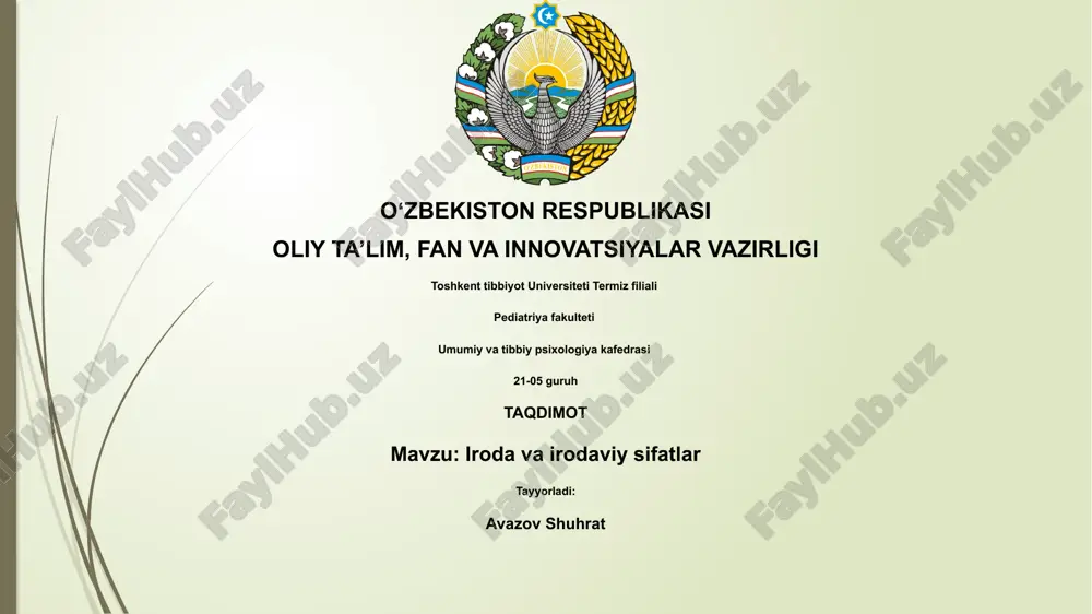 iroda va irodaviy sifatlar — PPTX