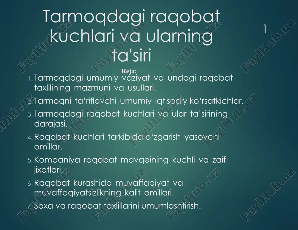 tarmoqdagiraqobatkuchlarivaularningta'siri — PPTX