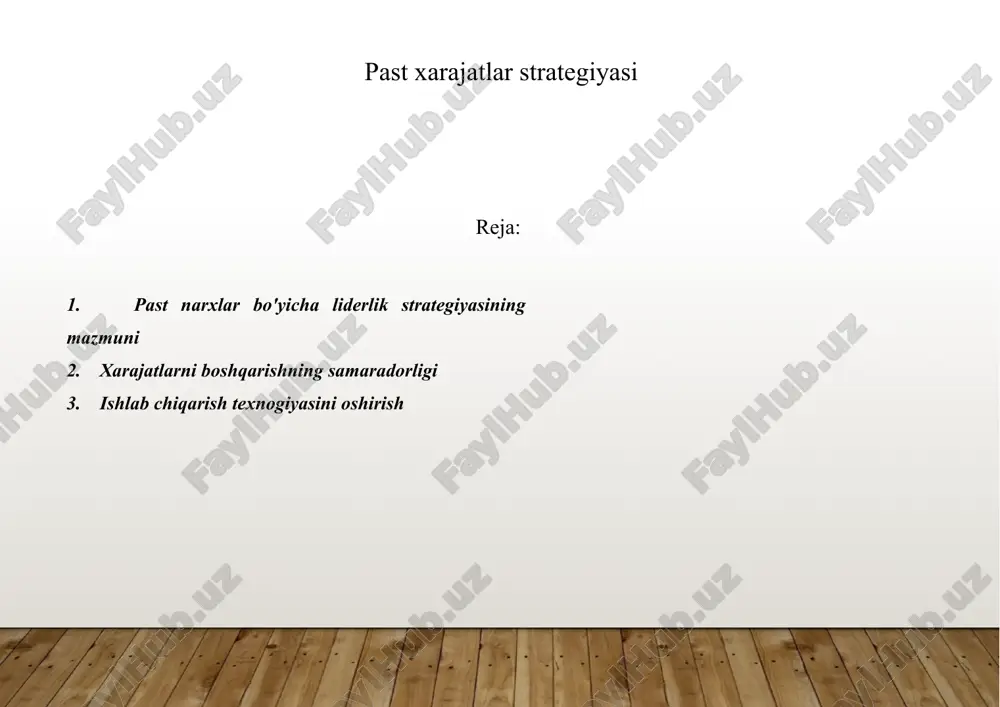 past xarajatlar strategiyasi — PPTX