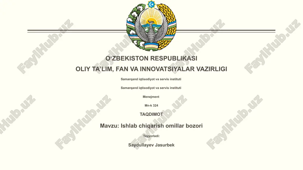 ishlab chiqarish omillar bozori — PPTX