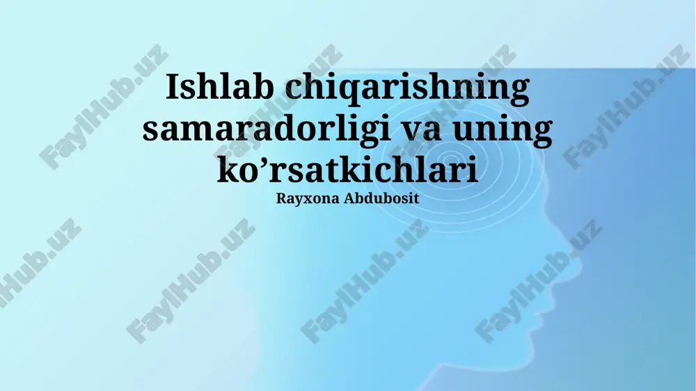 ishlab chiqarishning samaradorligi va uning ko’rsatkichlari — PPTX