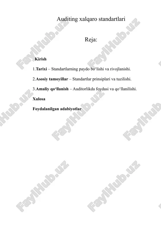 auditing xalqaro standartlari — DOCX