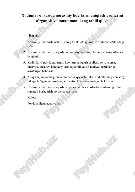 norasmiy liderlarni aniqlash usullari — DOCX