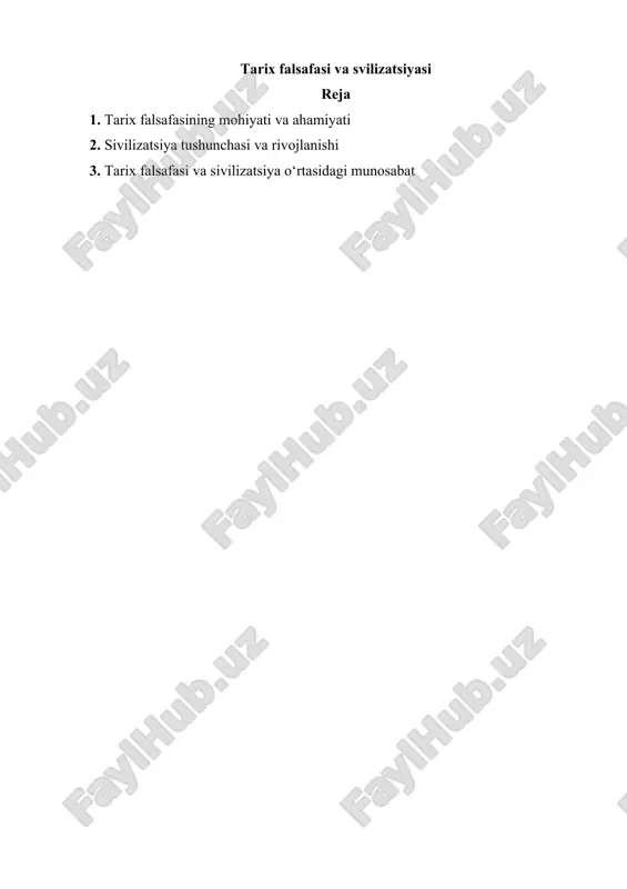 tarix falsafasi va svilizatsiyasi — DOCX