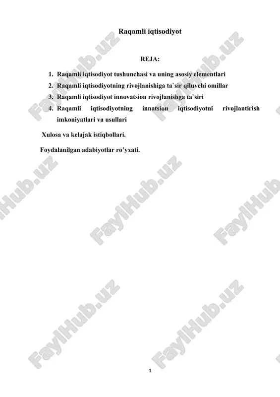 raqamli iqtisodiyot kurs ishi — DOCX