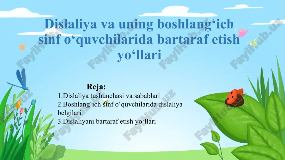 dislaliyava uning boshlang‘ich sinf o‘quv chilarida bar taraf e tish yo‘llari — PPTX