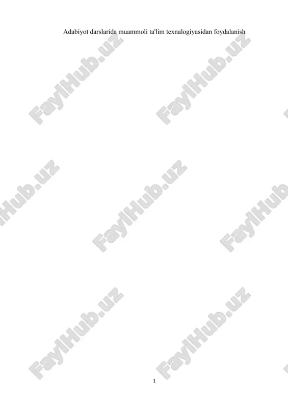 adabiyot darslarida muammoli ta'lim texnalogiyasidan foydalanish — DOCX