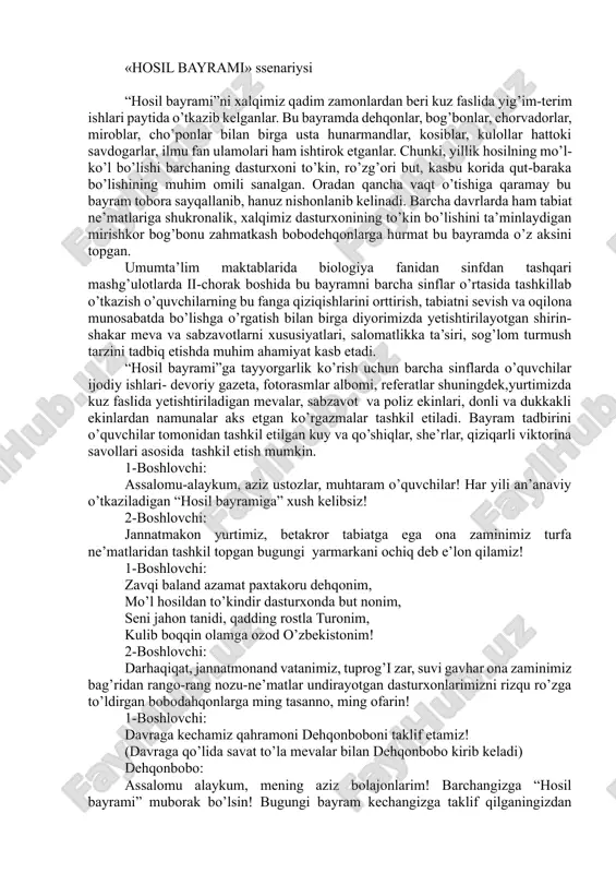 «hosil bayrami» ssenariysi — DOCX