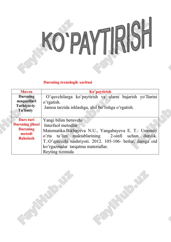 umumiy o’rta ta’lim maktablarining 2-sinfi uchun darslik — DOC
