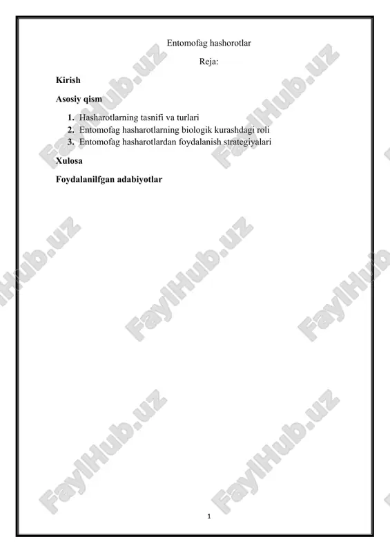 entomofag hashorotlar — DOCX