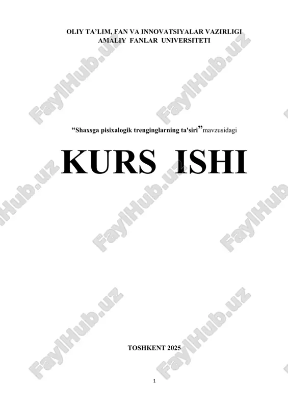 "shaxsga pisixalogik trenginglarning ta'siri" — DOCX