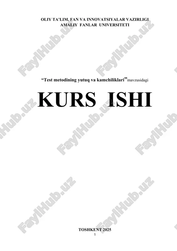 test metodining yutuq va kamchiliklari — DOCX