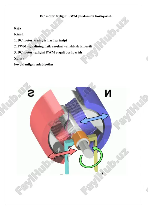 dc motor tezligini pwm yordamida boshqarish — DOCX
