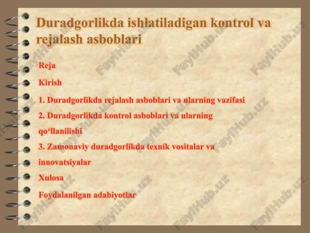duradgorlikda ishlatiladigan kontrol va rejala shasboblari — PPTX