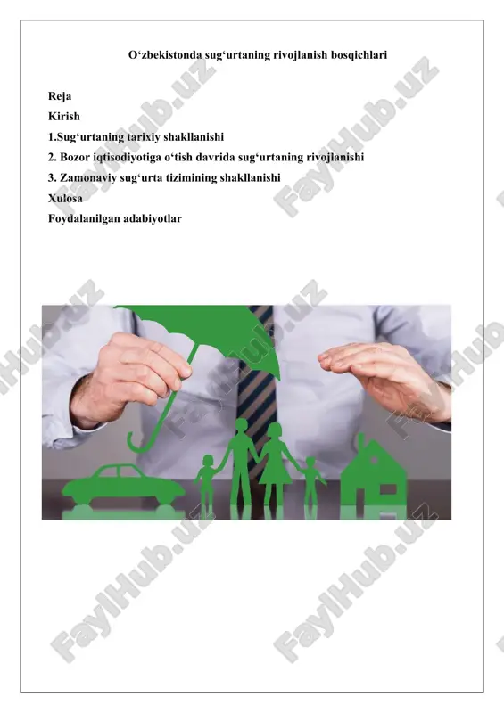 o‘zbekistonda sug‘urtaning rivojlanish bosqichlari — DOCX