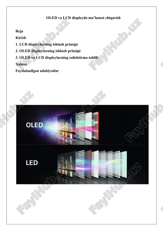 oled va lcd displeyda ma’lumot chiqarish — DOCX