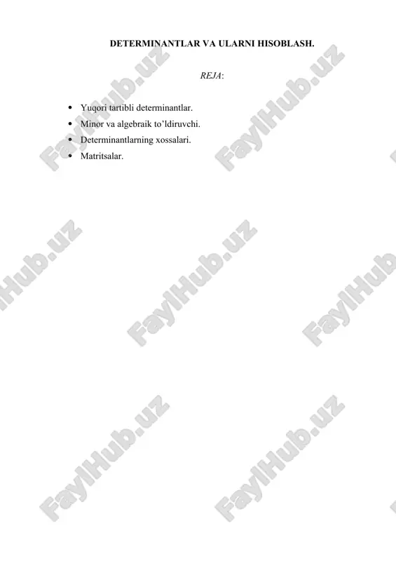 determinantlar va ularni hisoblash — DOCX