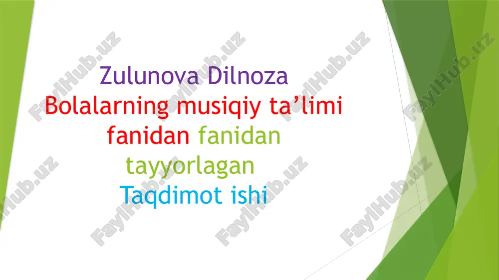 bolalarning musiqiy ta’limi — PPTX