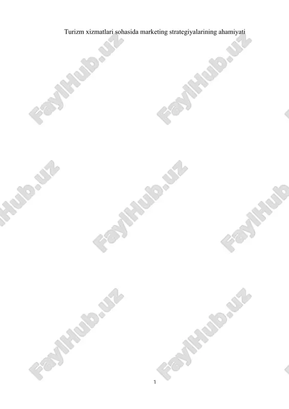 turizm xizmatlari marketing strategiyalari — DOCX