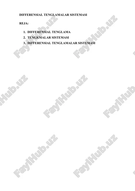 differensial tenglamalar sistemasi — DOCX