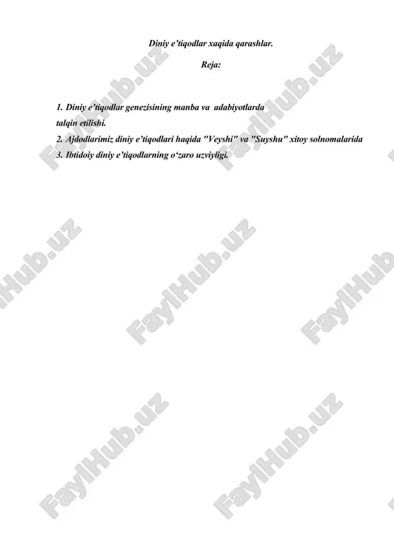 diniy e’tiqodlar xaqida qarashlar — DOC