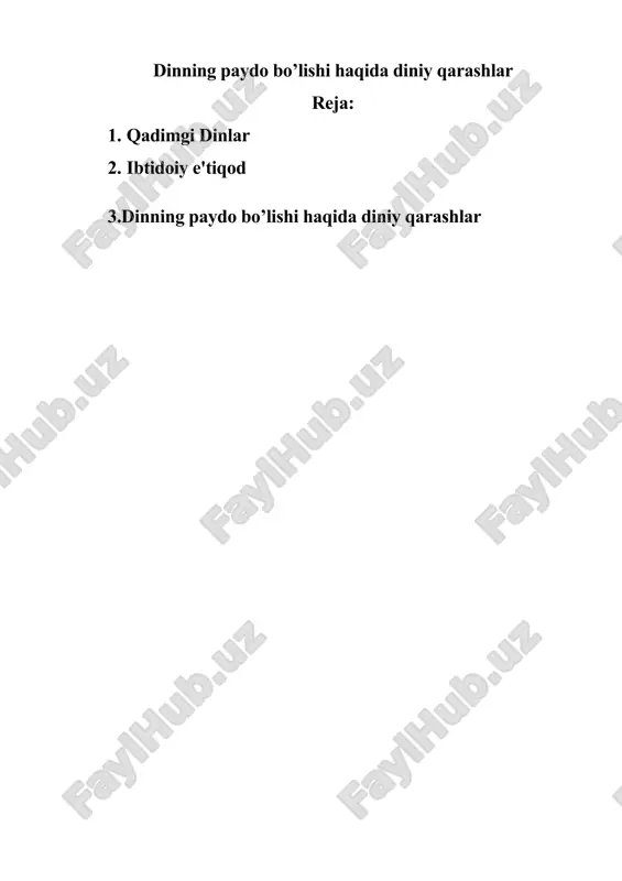 dinning paydo bo’lishi haqida diniy qarashlar — DOCX