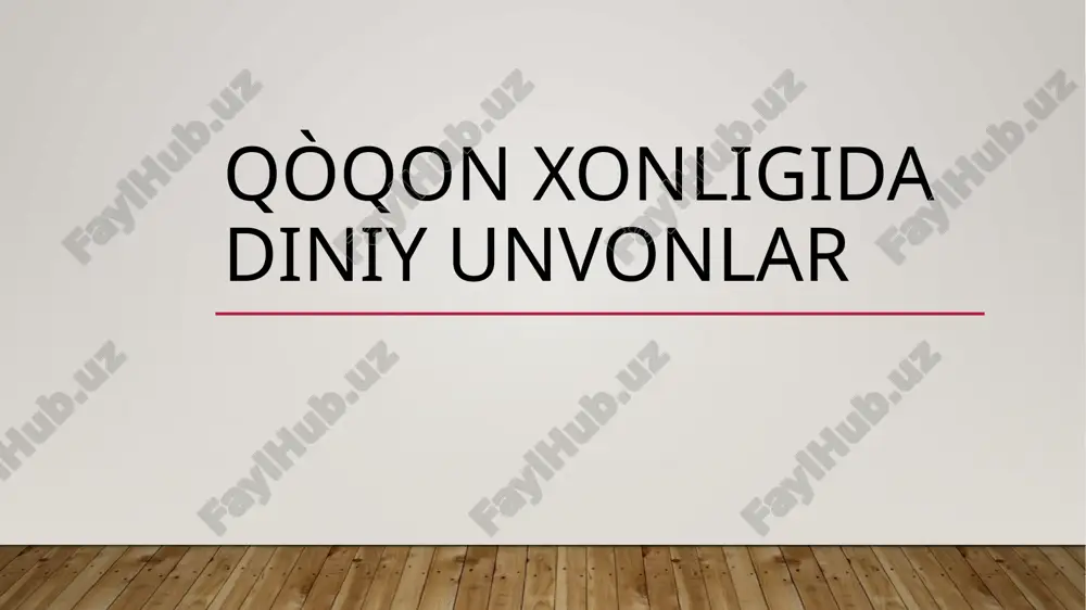 qo'qon xonligida diniy unvonlar — PPTX