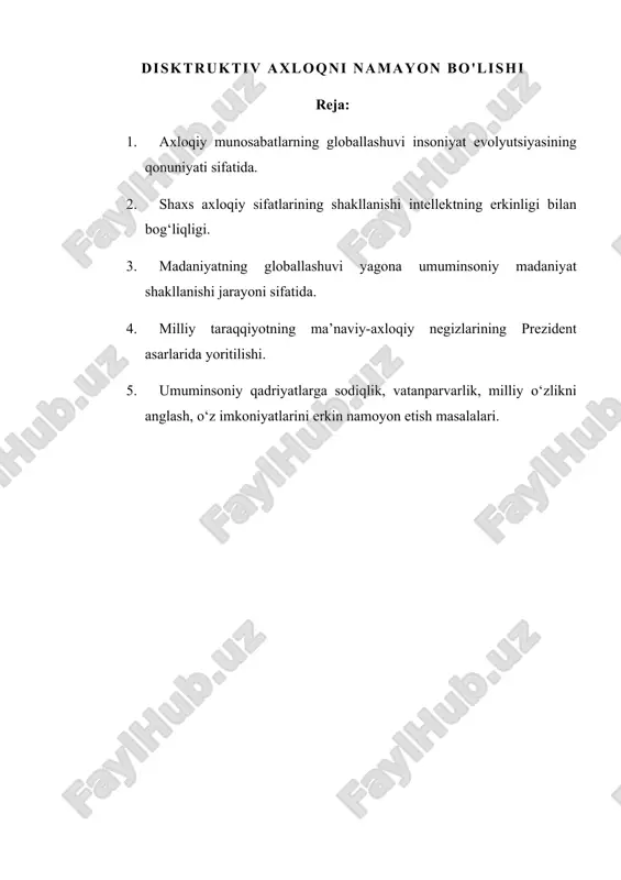 disktruktiv axloqni namayon bo'lishi — DOCX