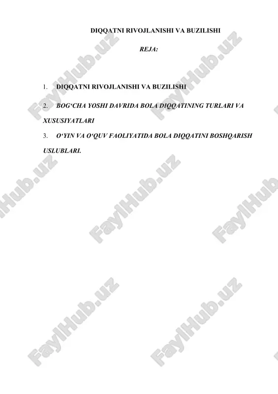diqqatni rivojlanishi va buzilishi — DOCX