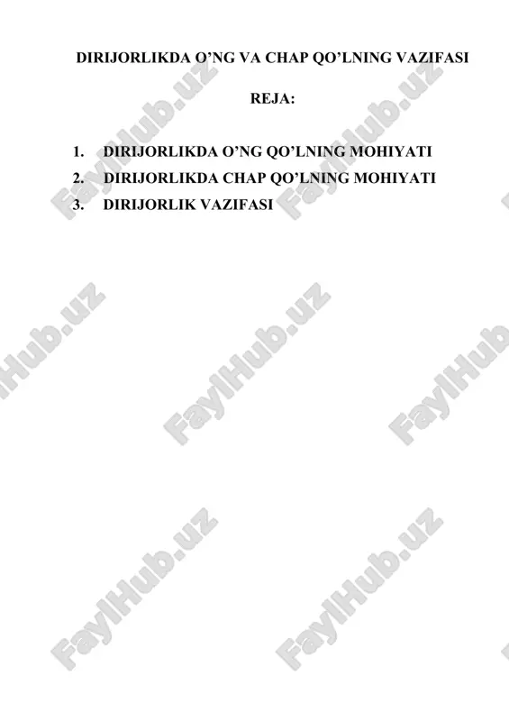 dirijorlikda o’ng va chap qo’lning vazifasi — DOC