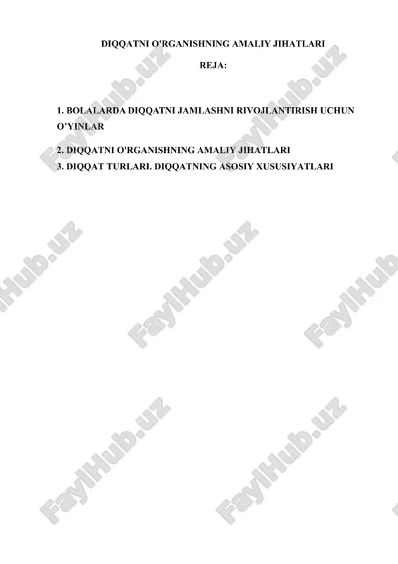 diqqatni o'rganishning amaliy jihatlari — DOCX