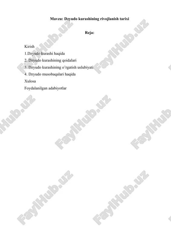 dzyudo kurashining rivojlanish tarixi — DOCX