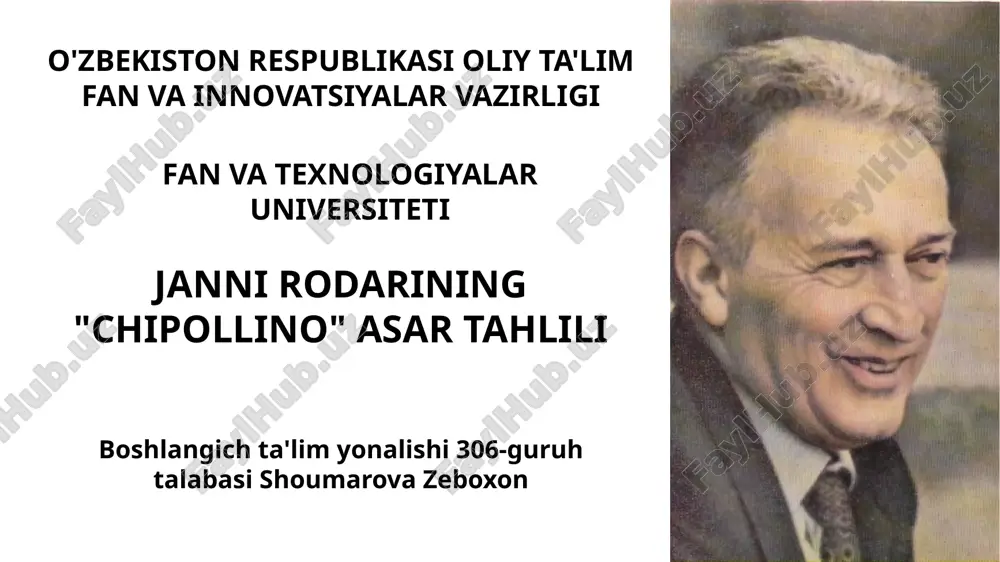 janni rodari "chipollino" asar tahlili — PPTX