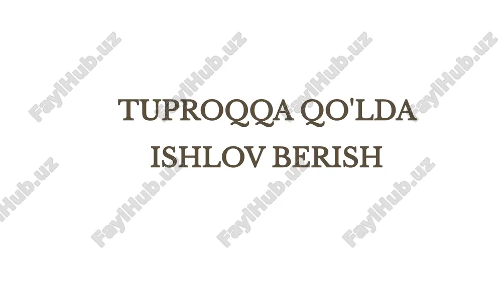 tuproqqa qo'lda ishlov berish — PPTX