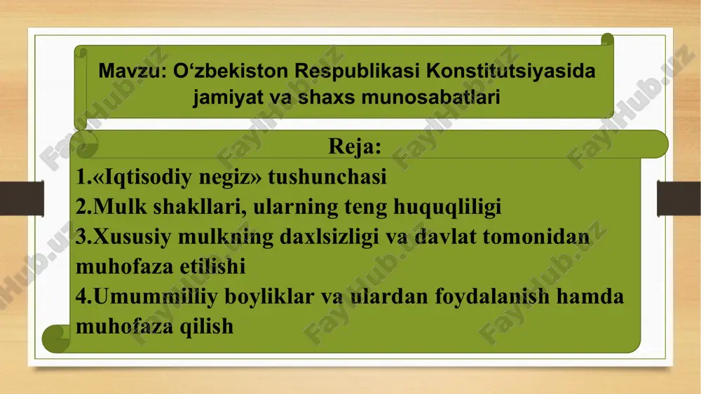 o'zbekiston respublikasi konstitutsiyasidagi jamiyat va shaxs munosabatlari — PPTX