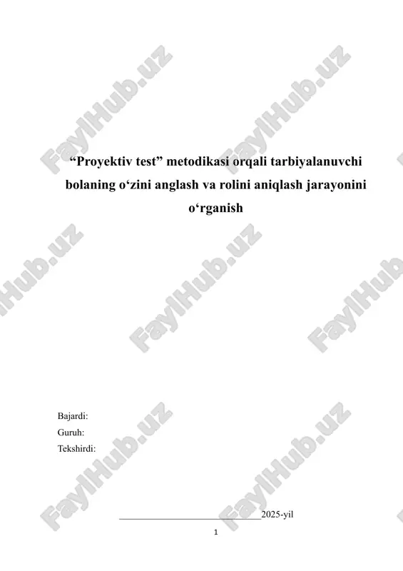 proyektiv test metodikasi — DOCX
