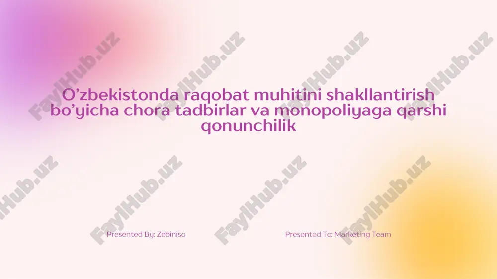 raqobat muhitini shakllantirish — PDF