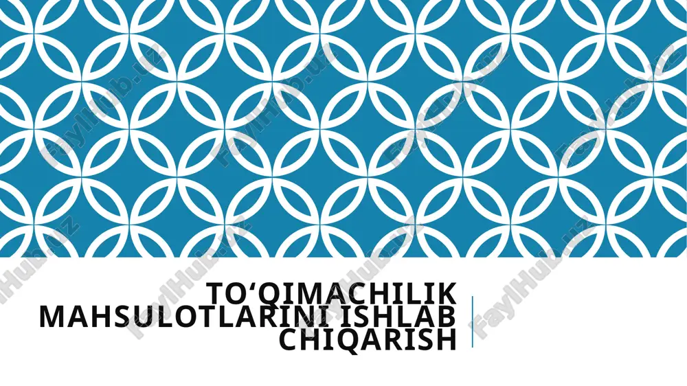 to‘qimachilik mahsulotlarini ishlab chiqarish — PPTX