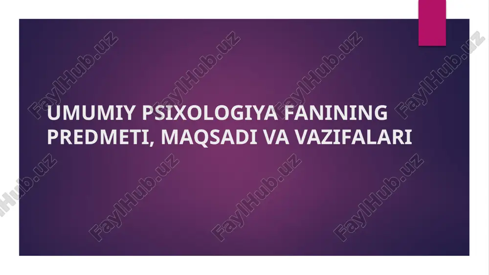 umumiy psixologiya fani — PPTX