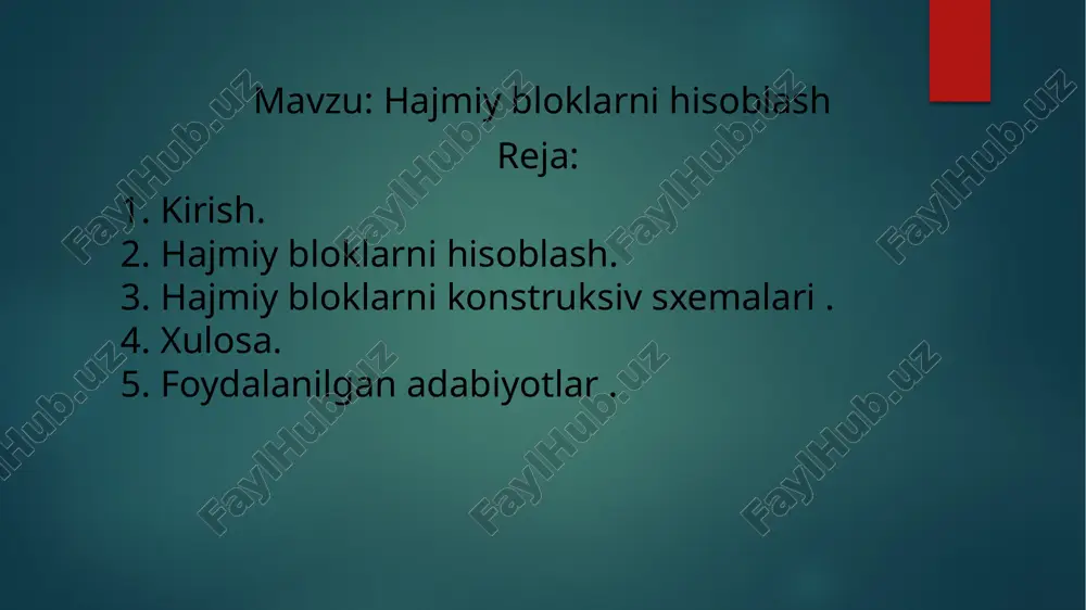 hajmiy bloklarni hisoblash — PPTX