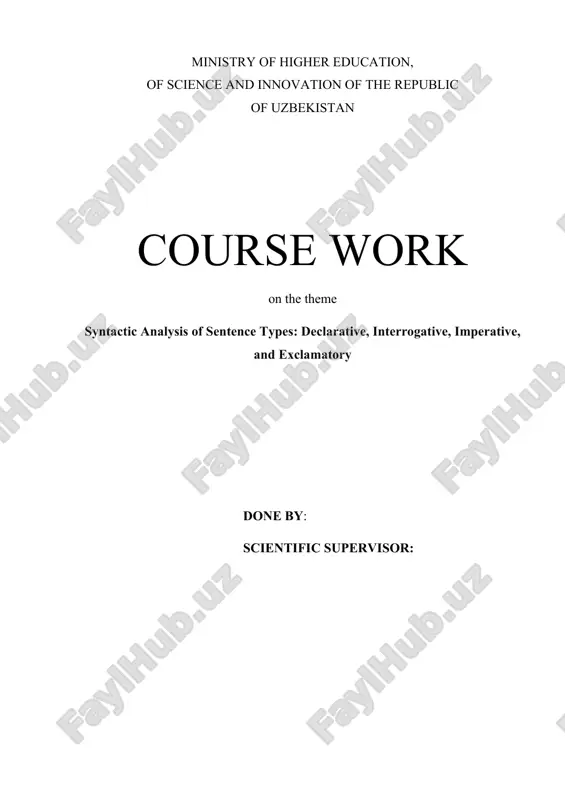 syntactic analysis of sentence types: declarative, interrogative, imperative, and exclamatory — DOCX